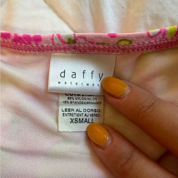 DAFFY Vintage 90s Swim Triangle Bikini, Pink & Yellow Floral - Picture 8 of 8